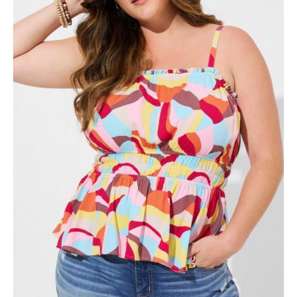 🆕 Peplum Washable Gauze Square Neck Cami Top 1 1X 14 16 NWT Torrid New Camisole